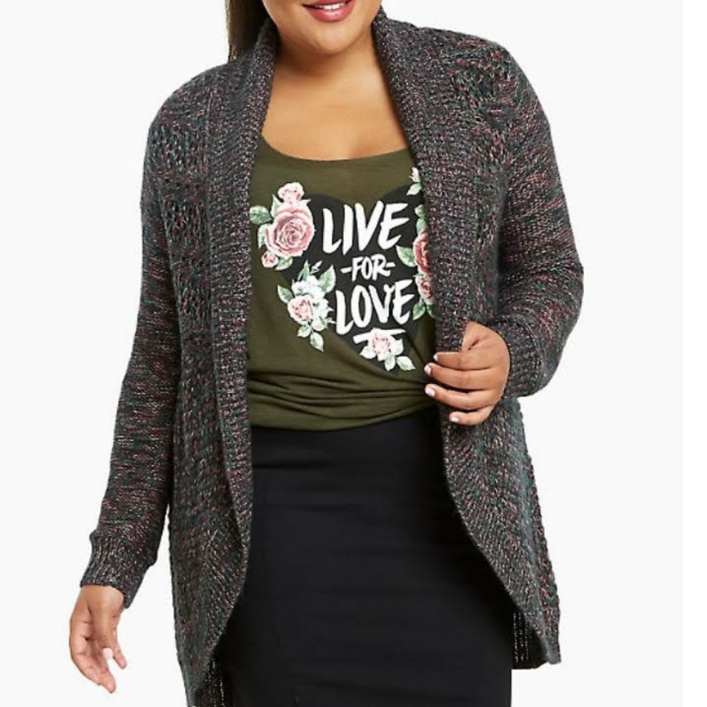 Torrid marled open knit sweater cardigan 4x